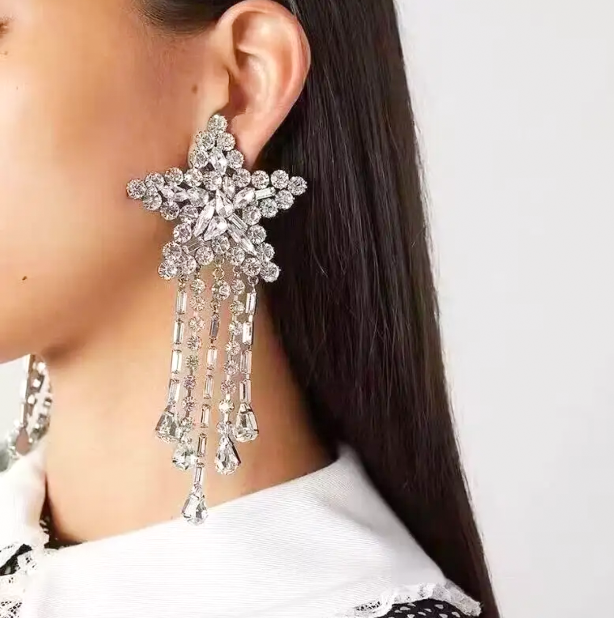 Rhinestone Star Drop Earrings